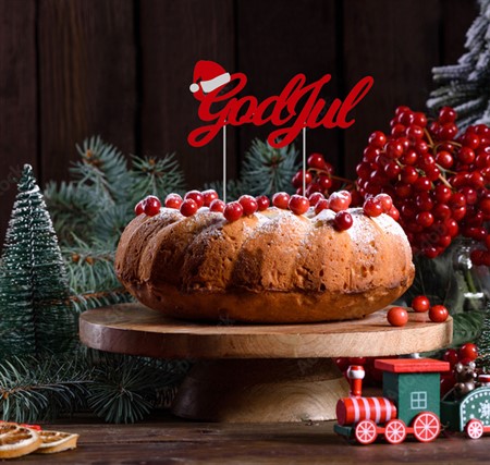 Cake topper "God Jul" - Röd -1