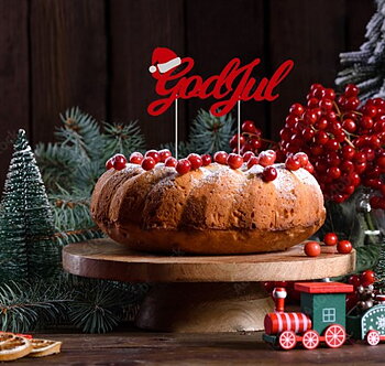 Cake topper "God Jul" - Röd -1