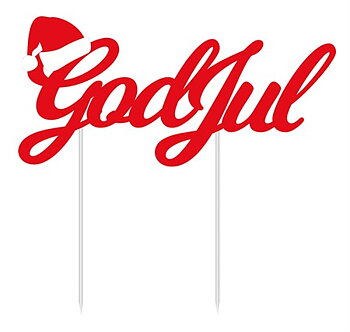 Cake topper "God Jul" - Röd