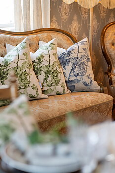 4-PIECE CUSHION GREEN/BLUE GERANIUM