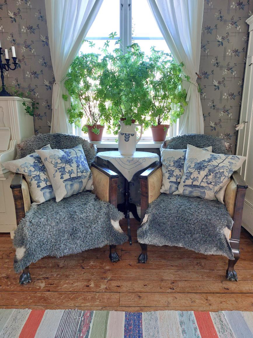 4-PIECE CUSHION GREEN/BLUE GERANIUM - 3