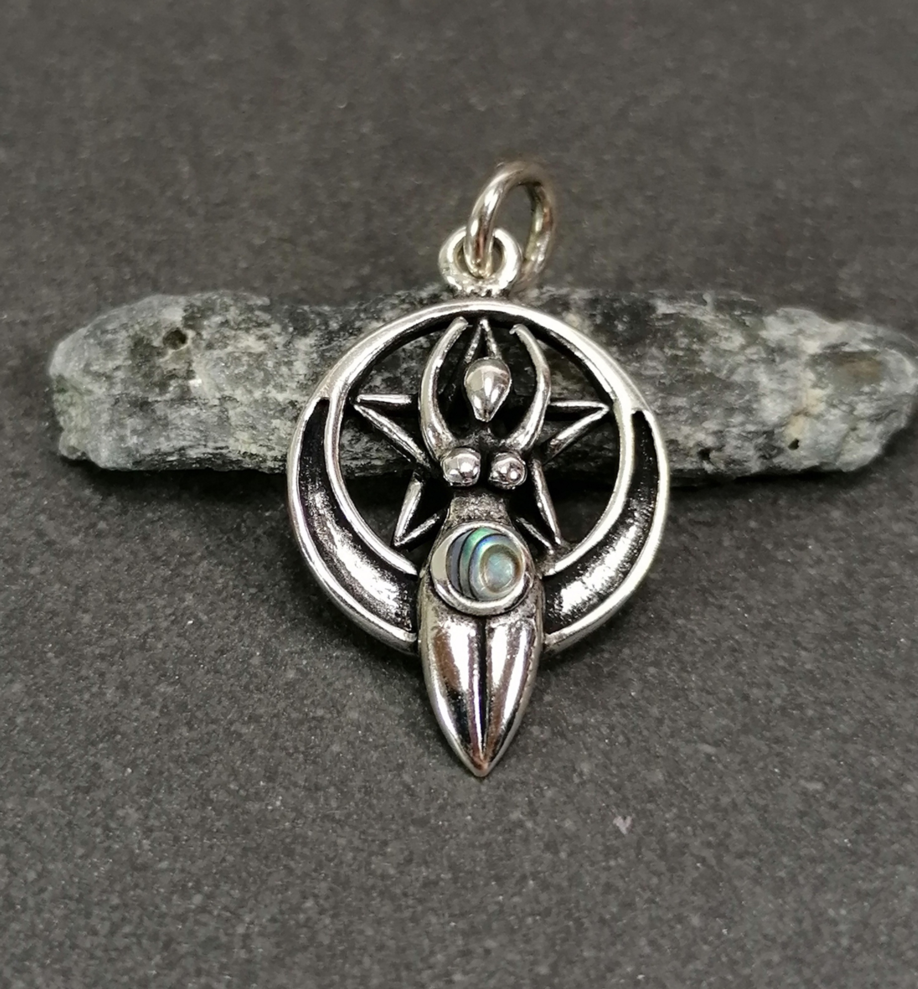 Mångudinna Pentagram med Abalone - Hänge i Silver - 2