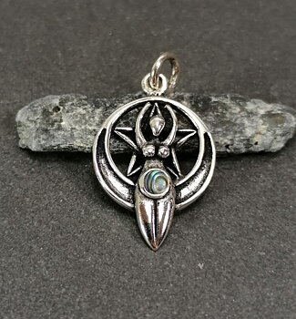 Mångudinna Pentagram med Abalone - Hänge i Silver