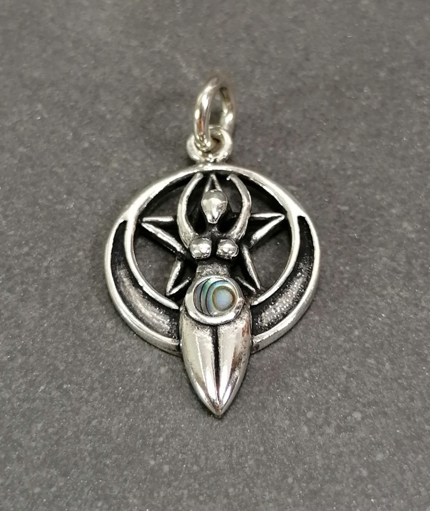 Mångudinna Pentagram med Abalone - Hänge i Silver
