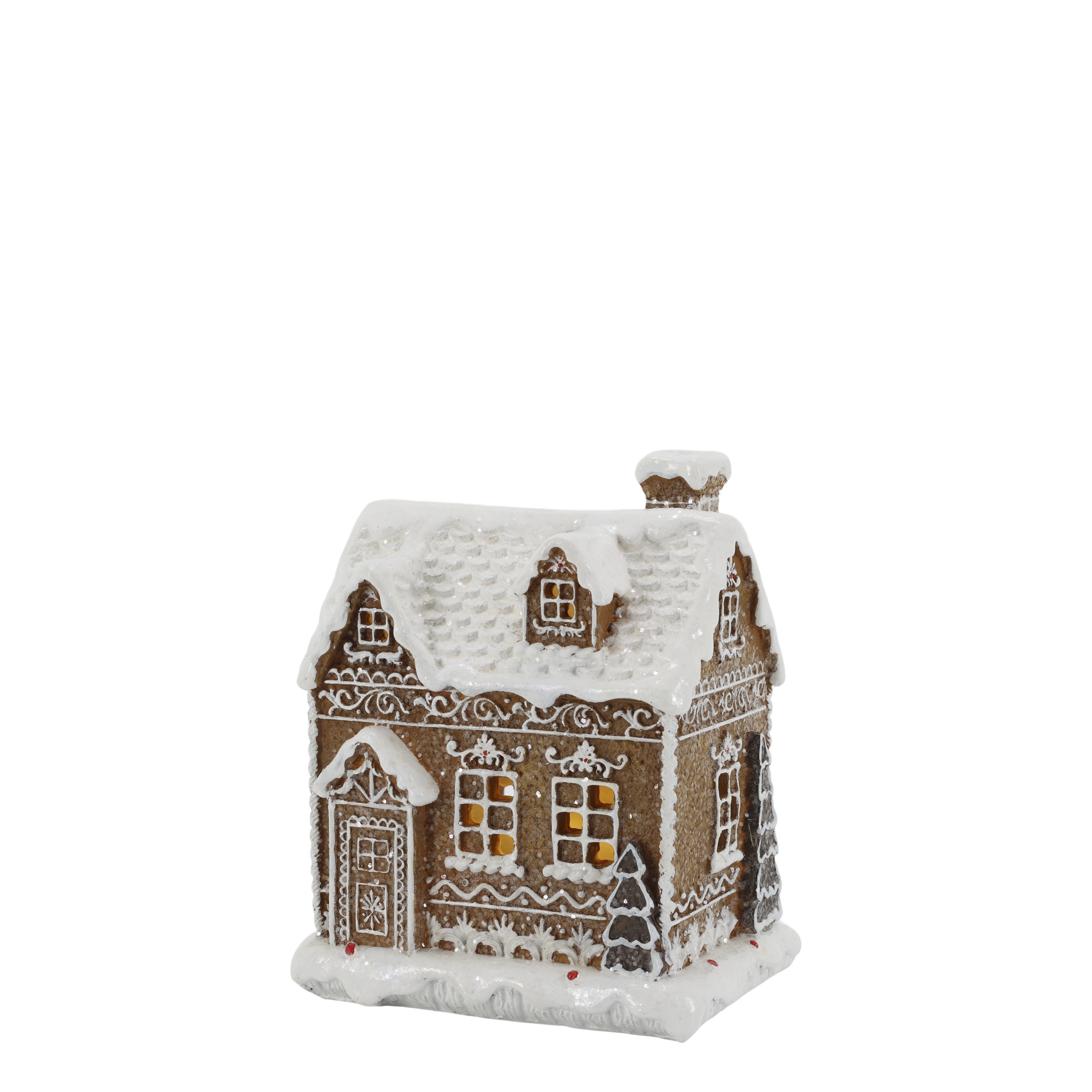Gingerbread house with LED lighting - 17x13 cm - 5
