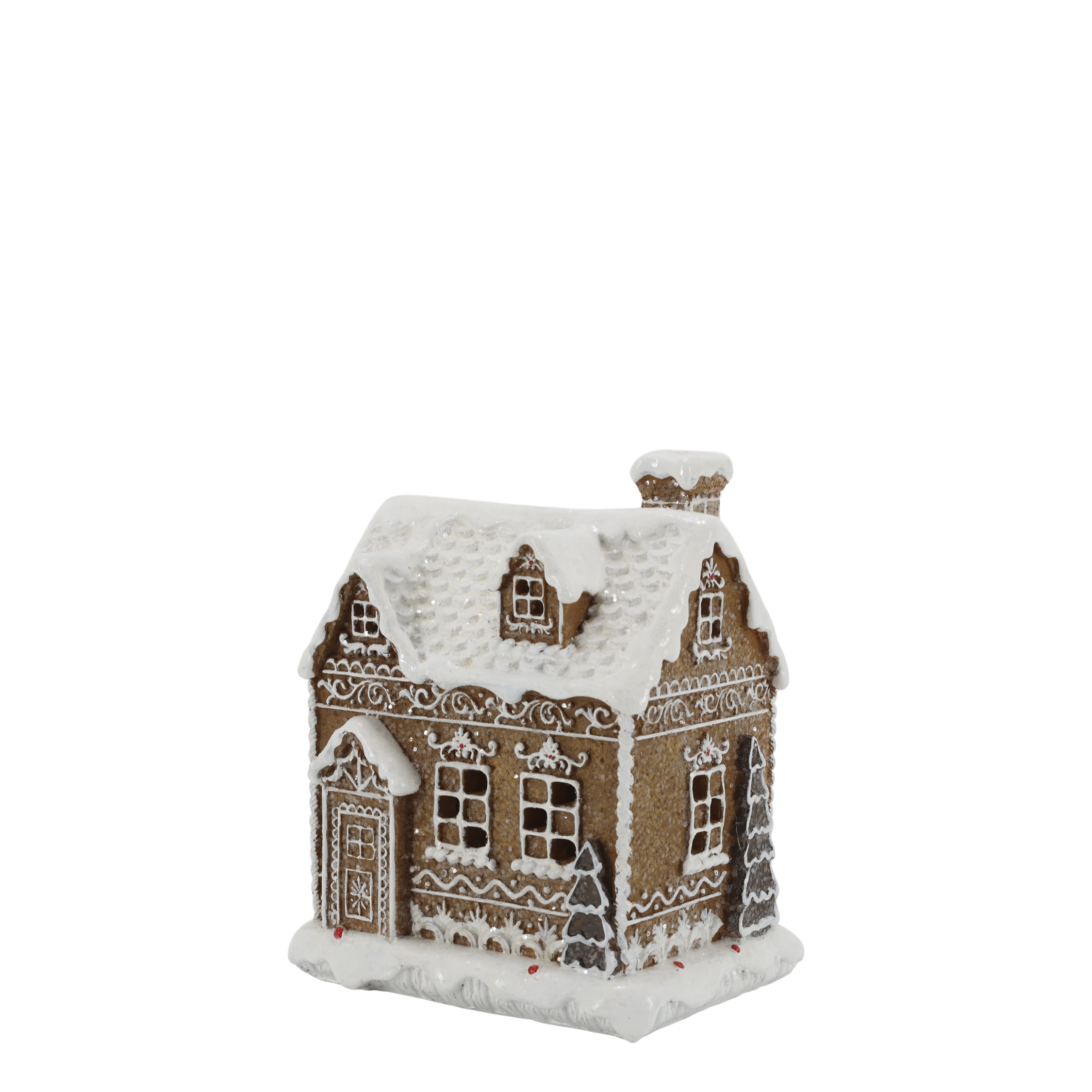 Gingerbread house with LED lighting - 17x13 cm - 4