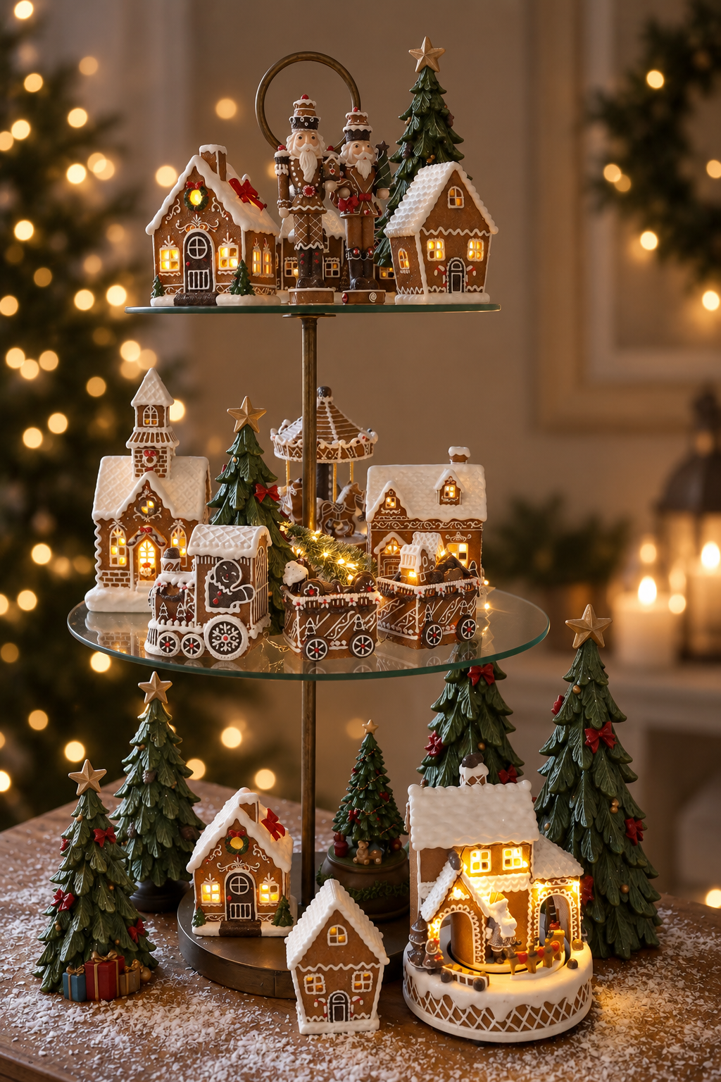 Gingerbread church with LED lighting - 25x13 cm - 9