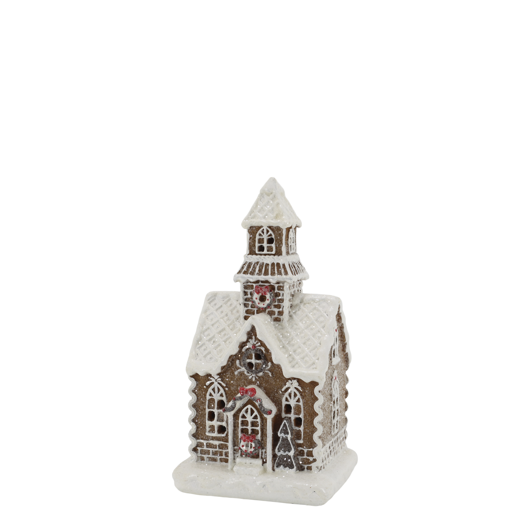 Gingerbread church with LED lighting - 25x13 cm - 5