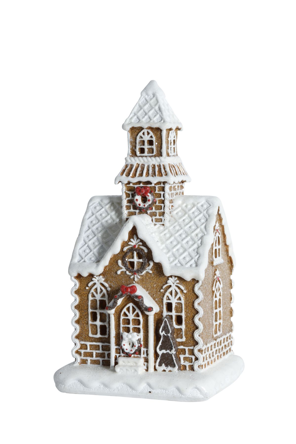 Gingerbread church with LED lighting - 25x13 cm - 3