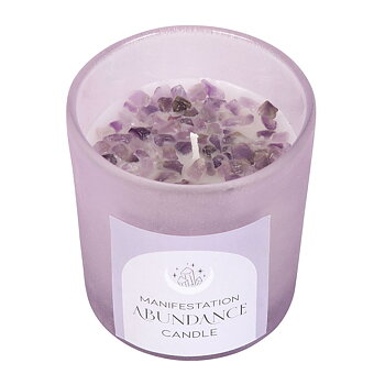 Överflod / Abundance Doftljus  (Lavendel)  med  Ametist Chips