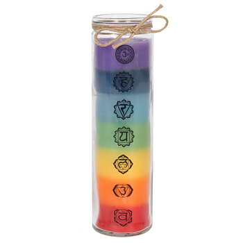 Regnbågsljus / Chakra ljus utan doft . 20.5cm 