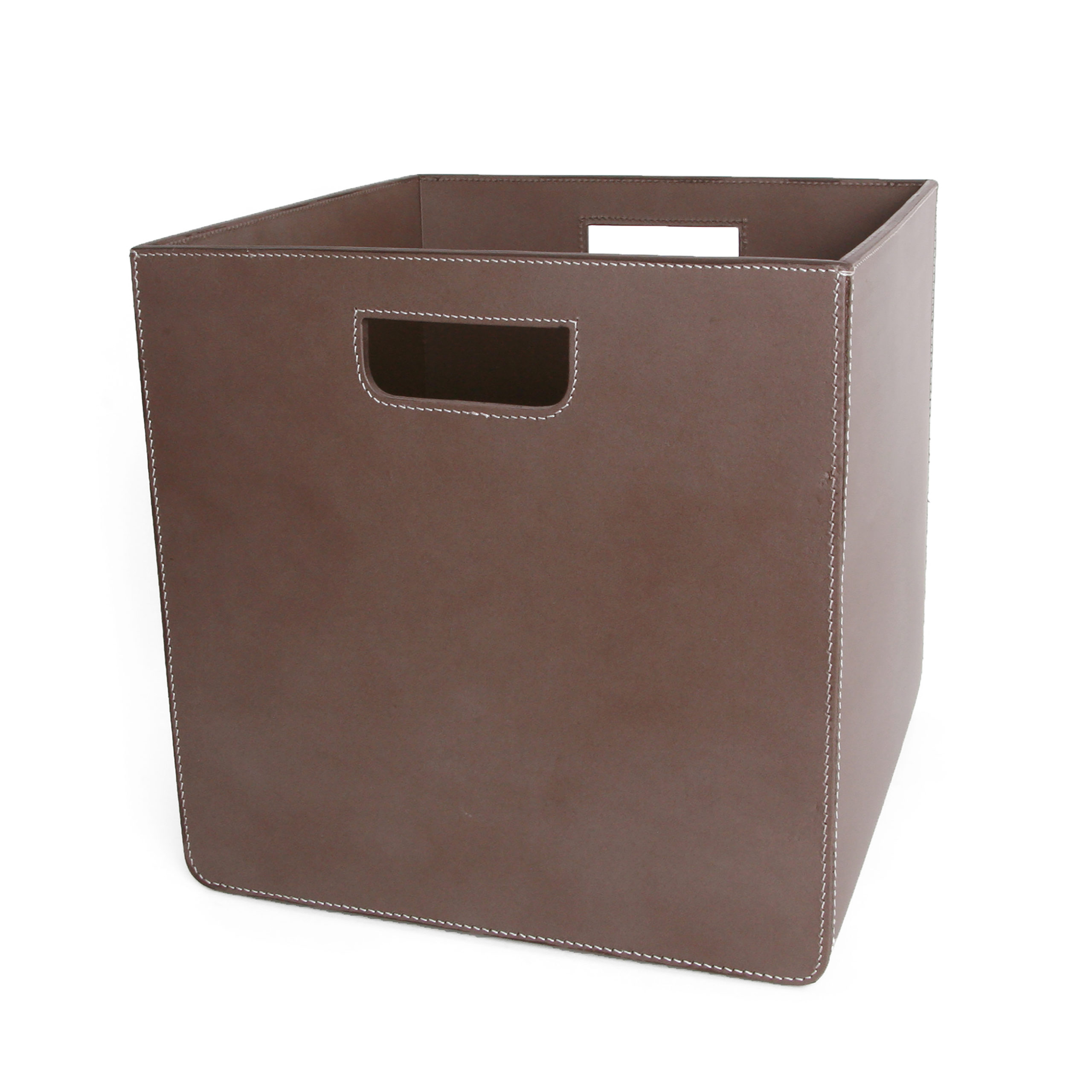 Slät korg i läder Medium - 3