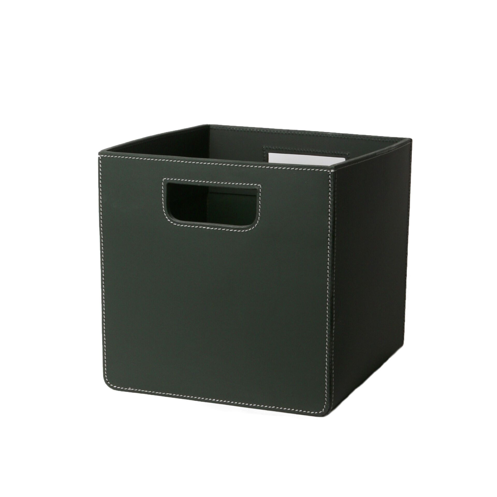 Slät korg i läder Medium - 8