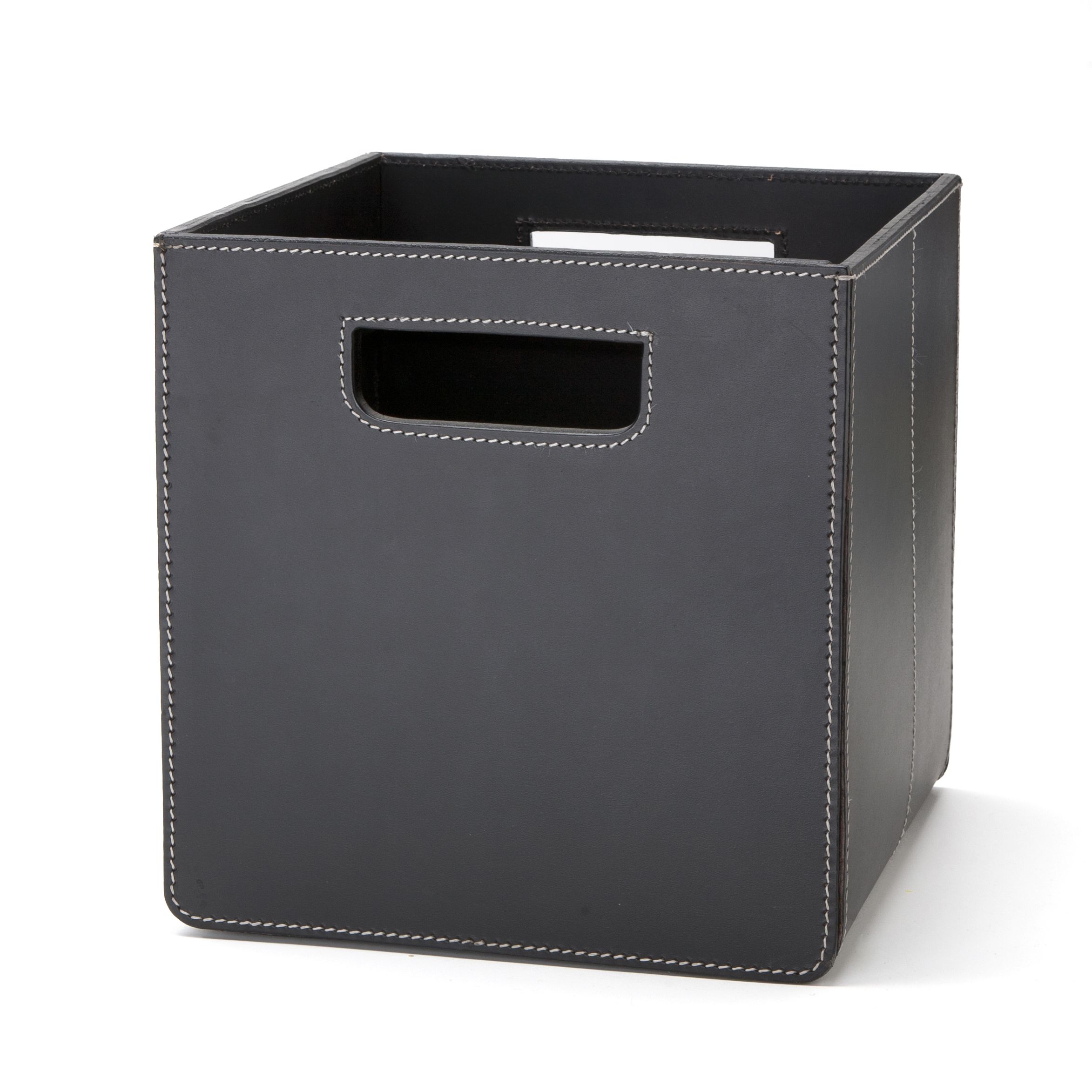 Slät korg i läder Medium - 9