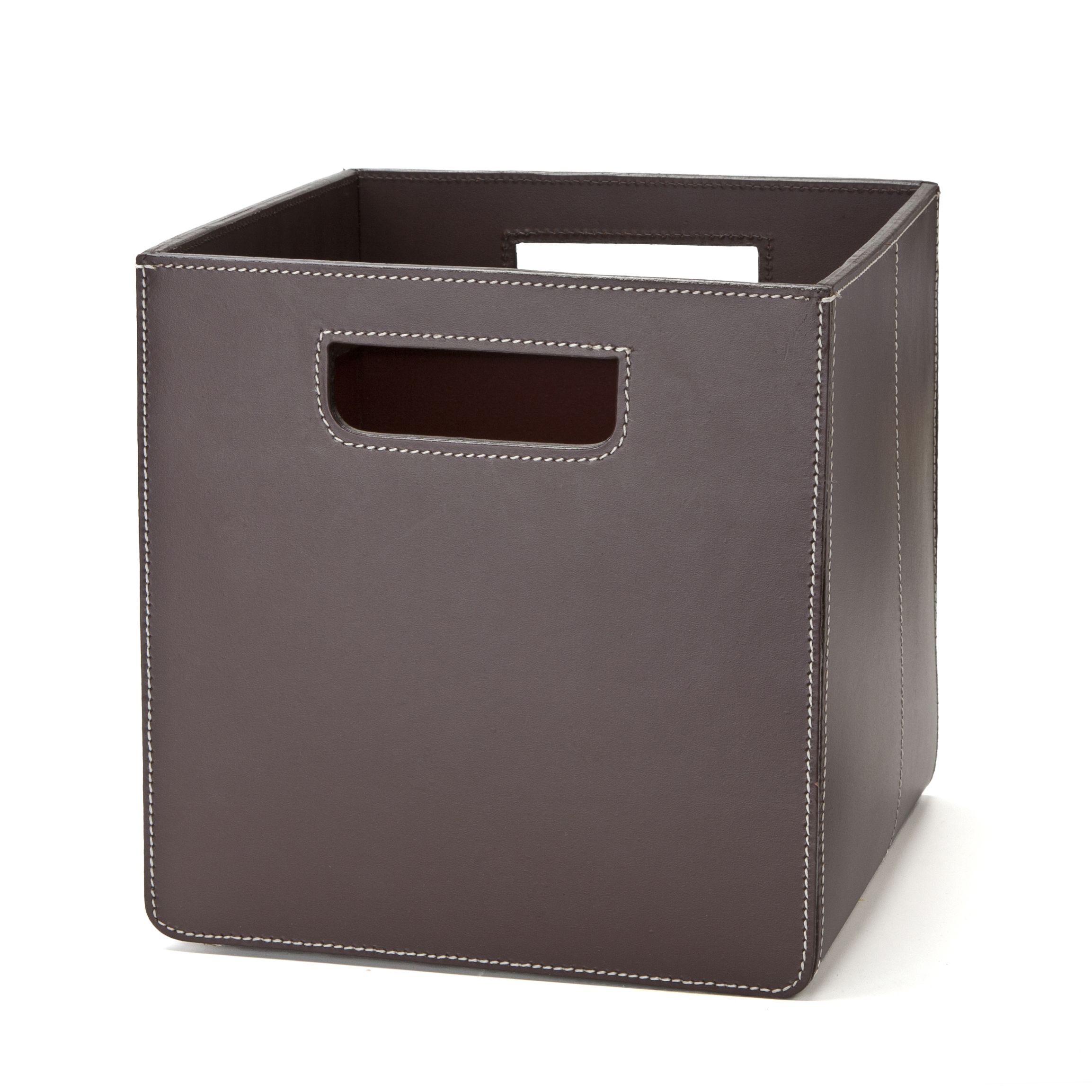 Slät korg i läder Medium - 10
