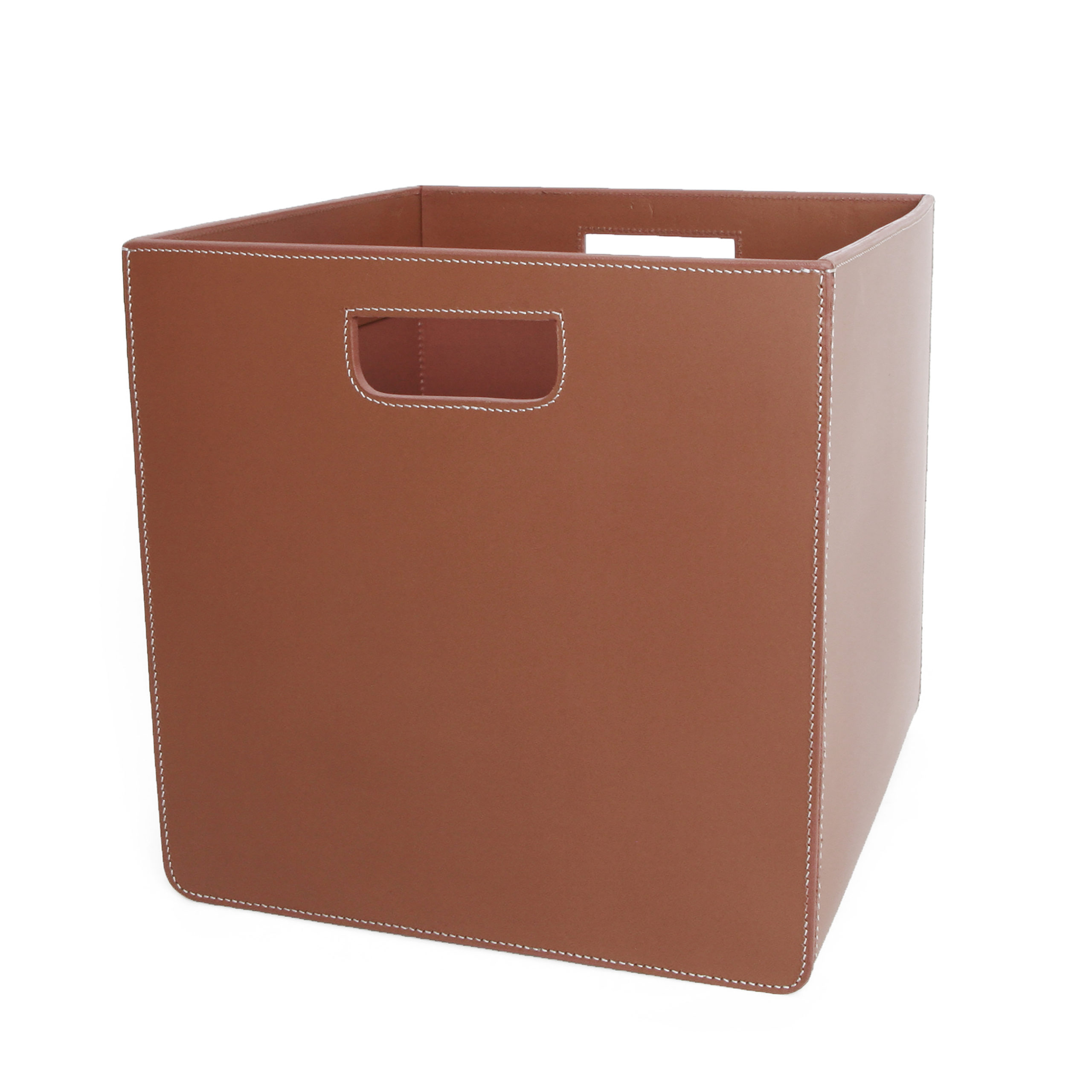 Slät korg i läder Medium - 7