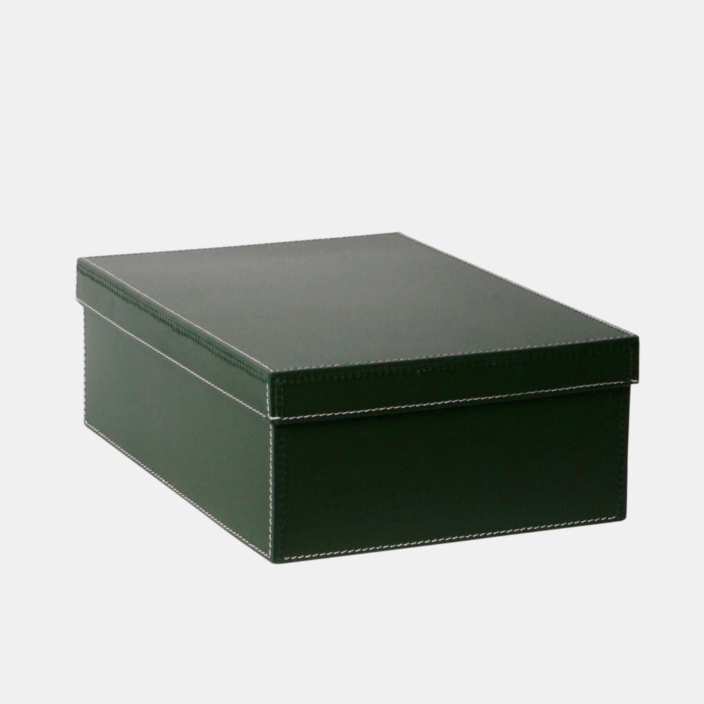 Låda med lock i läder Medium - 7