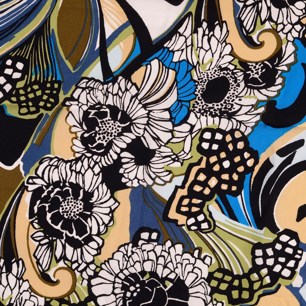 Pop Blommor Viskos Poplin Blå