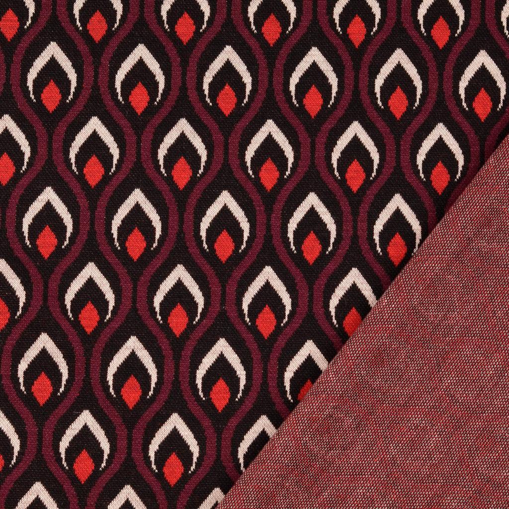 Jacquard Jersey Påfågel Bordeaux - 3
