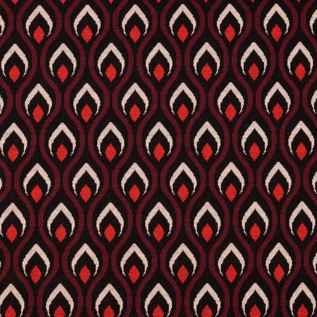Jacquard Jersey Påfågel Bordeaux