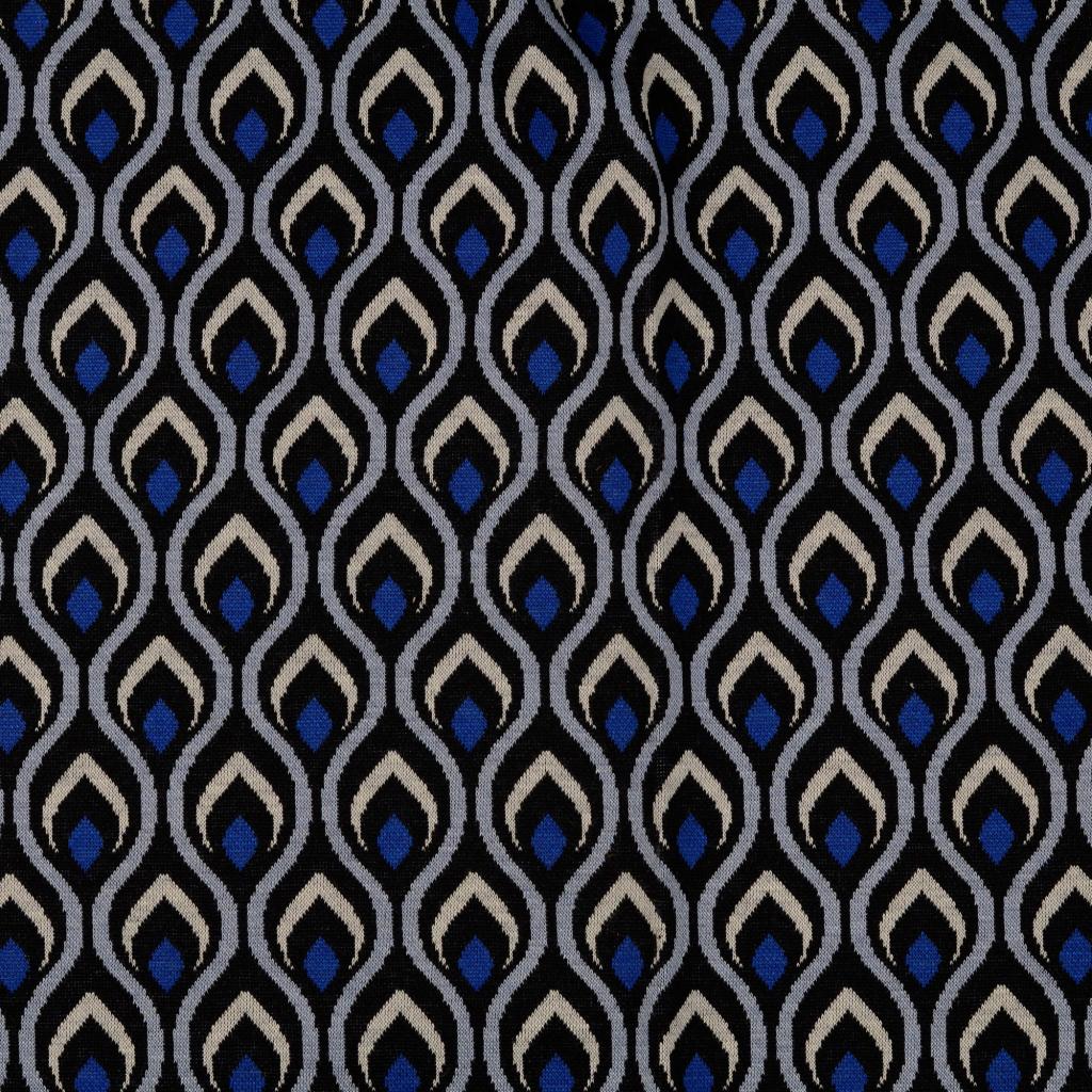 Jacquard Jersey Påfågel Blå