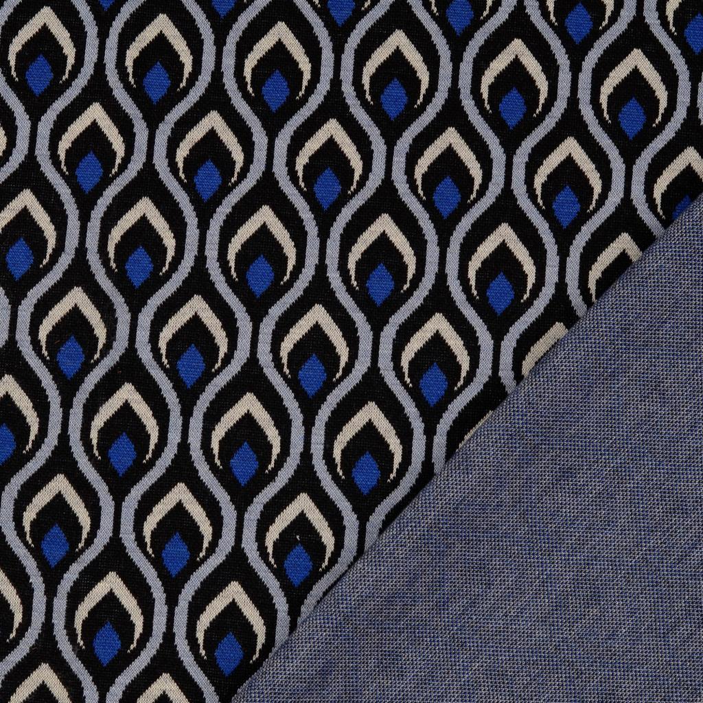Jacquard Jersey Påfågel Blå - 3