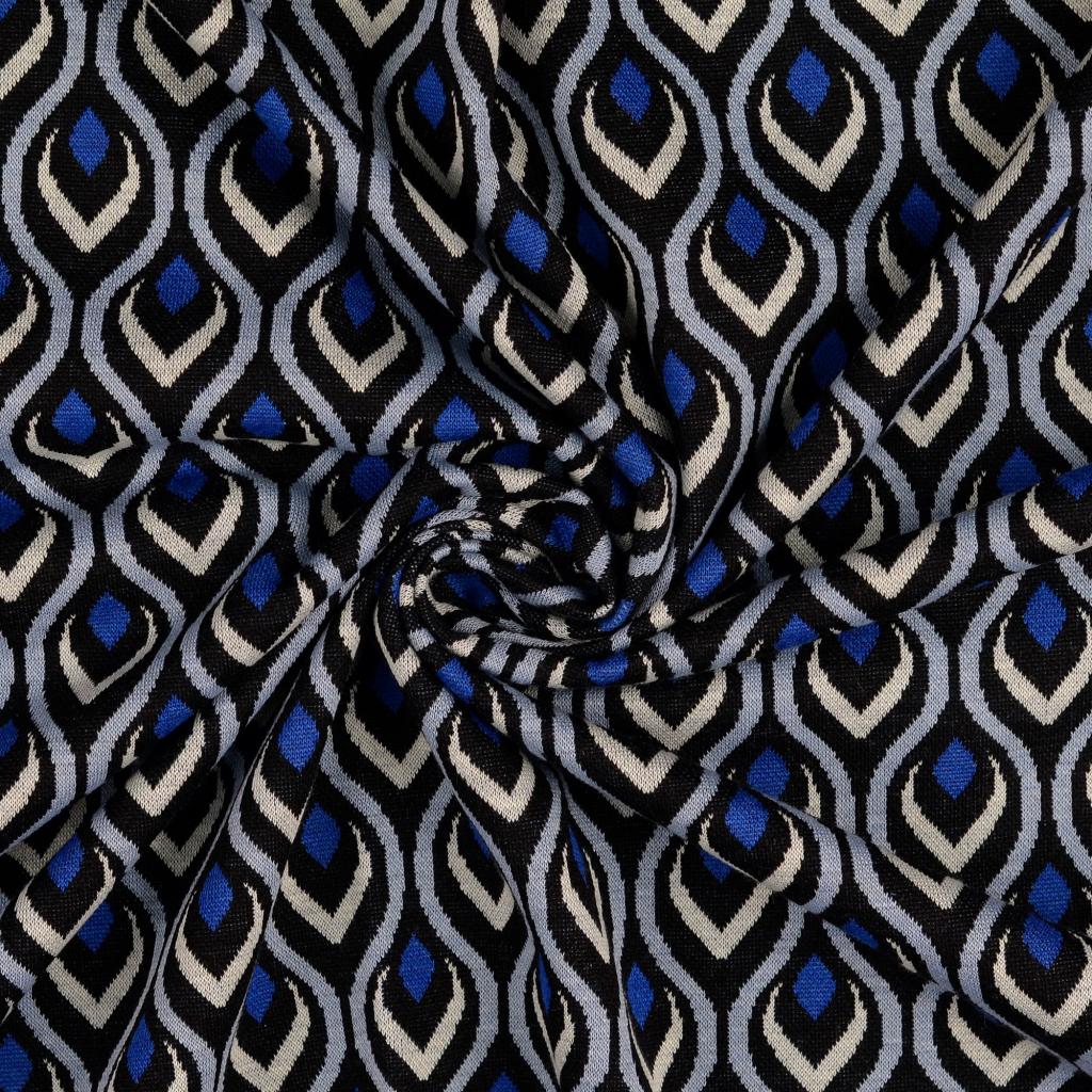Jacquard Jersey Påfågel Blå - 2