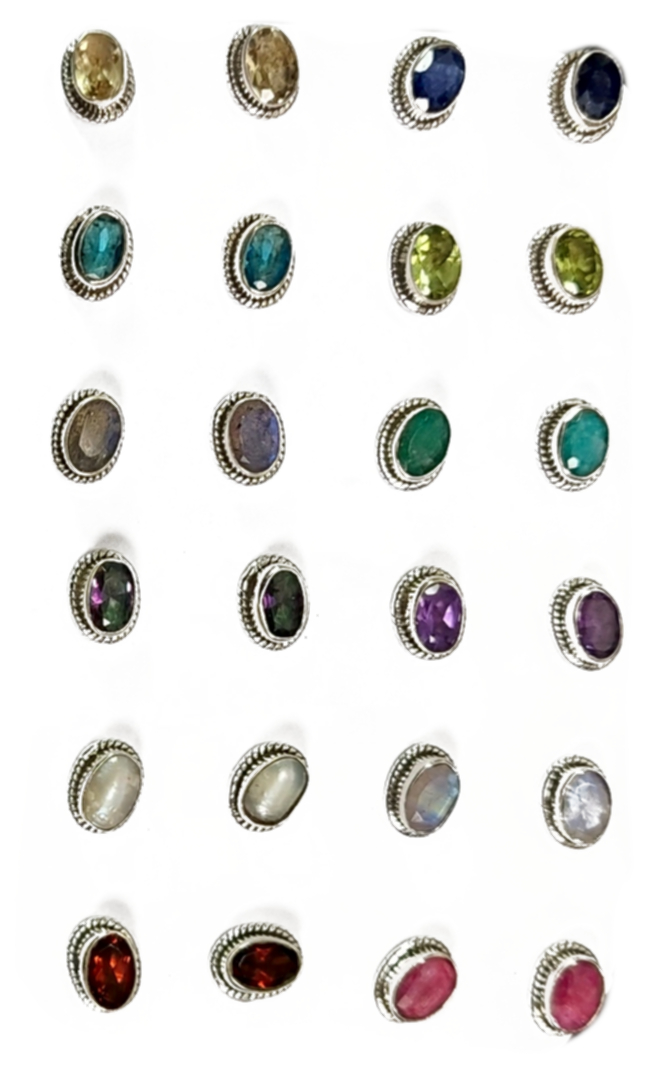Stiftörhängen av sterling silver med Ädelstenar - S9