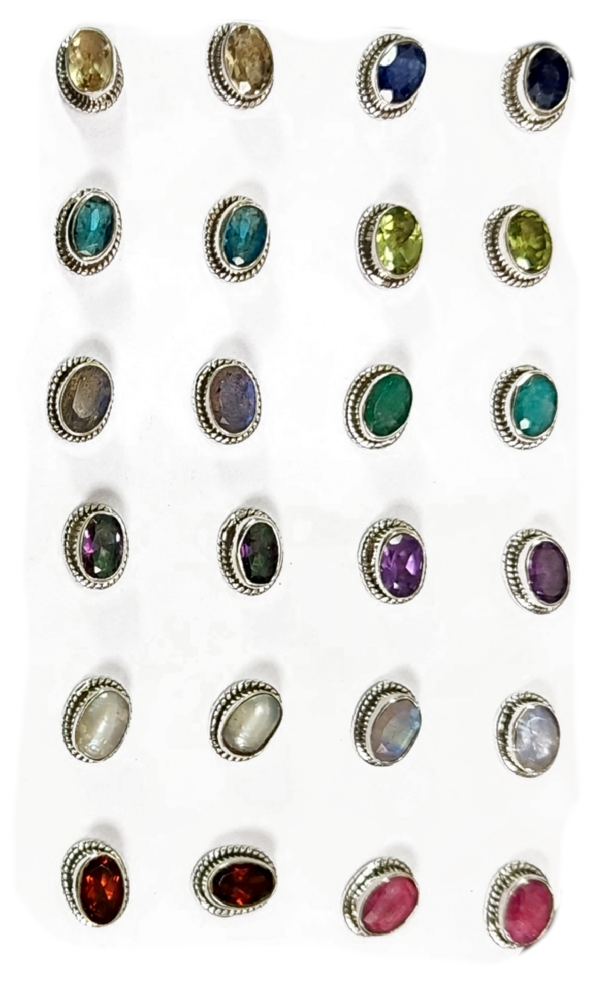 Stiftörhängen av sterling silver med Ädelstenar - S9 - 2