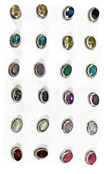 Stiftörhängen av sterling silver med Ädelstenar - S9
