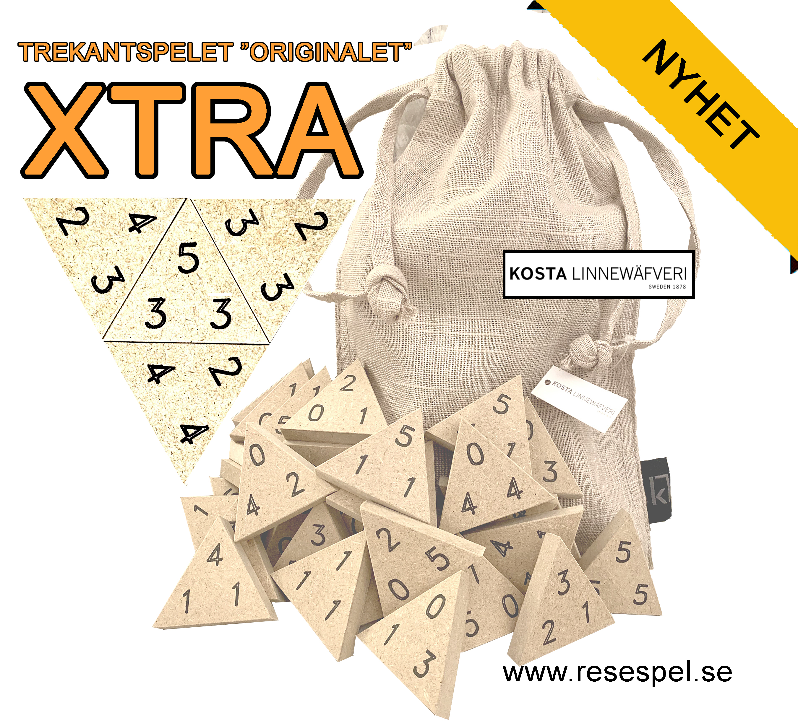 Trekantspelet "Originalet" XTRA med "EXTRA STORA SIFFROR" på Trekanterna
