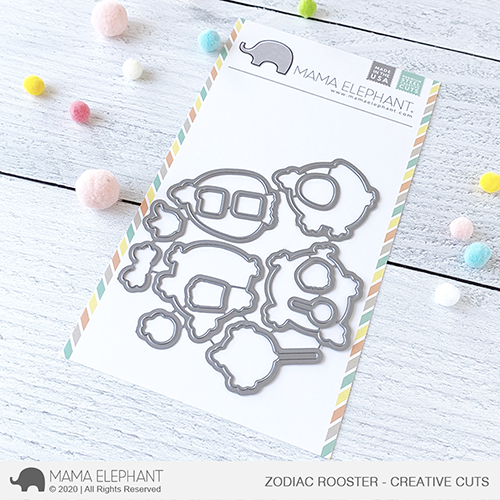  MAMA ELEPHANT-ZODIAC ROOSTER STAMP& DIE SET - 2