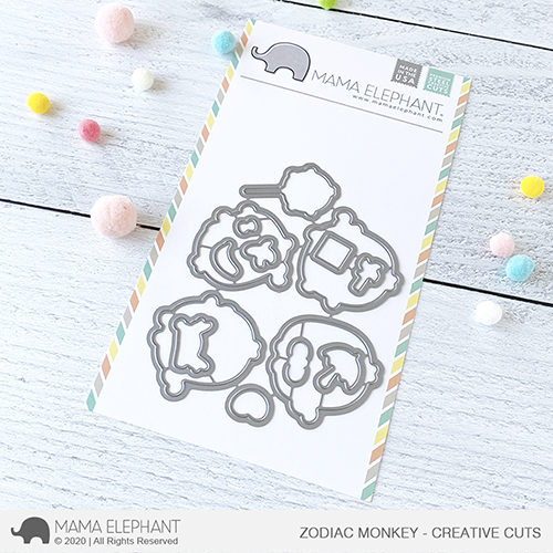 MAMA ELEPHANT-ZODIAC MONKEY STAMP & DIE SET - 2