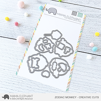 MAMA ELEPHANT-ZODIAC MONKEY STAMP & DIE SET