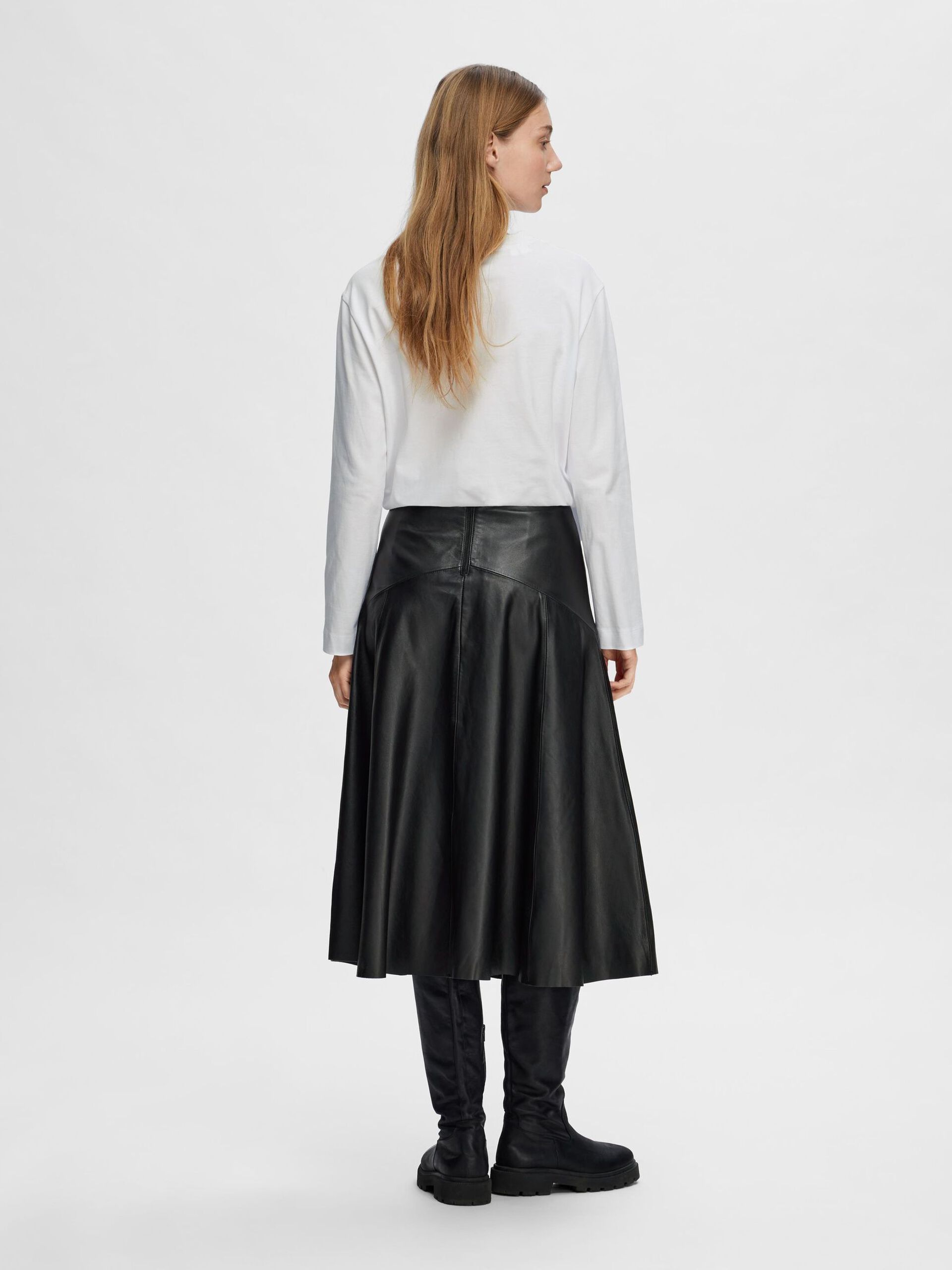 Selected Femme Rillo Leather Midi Skirt - 4