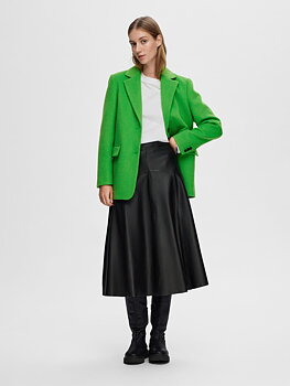 Selected Femme Rillo Leather Midi Skirt