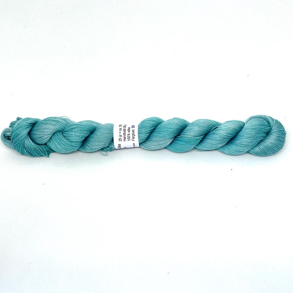 Handfärgad Silke 60/2 Ljus Aqua
