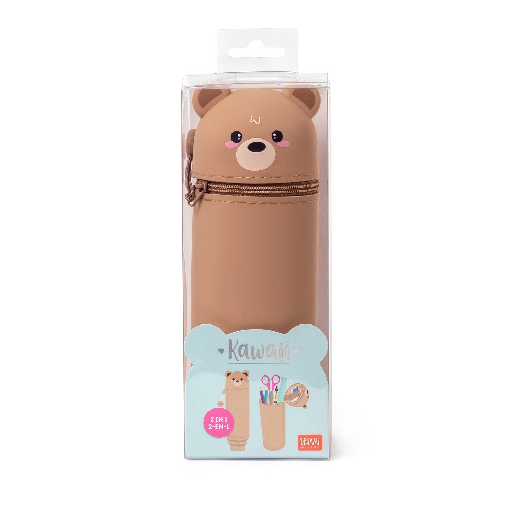 Kawaii : Teddy Bear Pennfodral i silikon - Kan även användas som pennställ! - 4