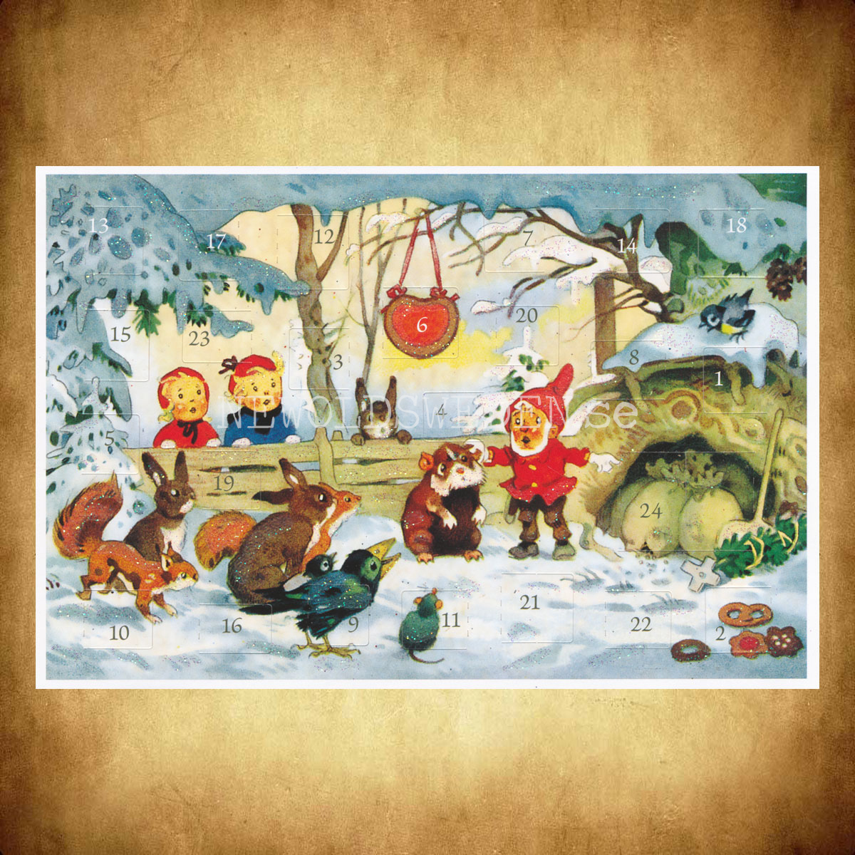 Adventskalenderkort FRITZ BAUMGARTEN 1883-1956 - Dubbel-kort med kuvert - 991 - 3