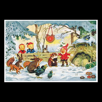 Adventskalenderkort FRITZ BAUMGARTEN 1883-1956 - Dubbel-kort med kuvert - 991