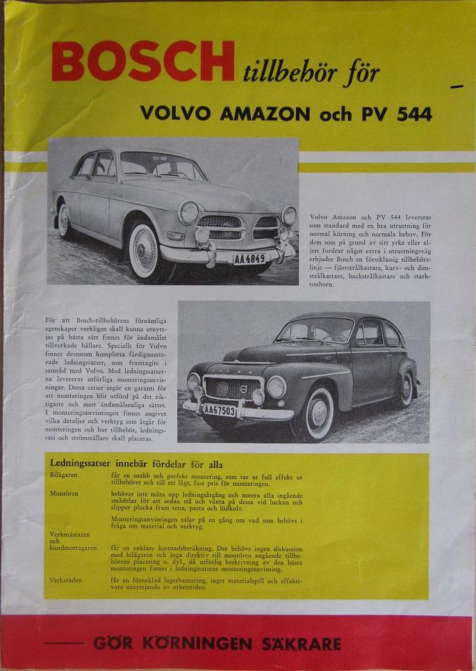 1962 Volvo Amazon  och PV 544 Bosch tillbehör