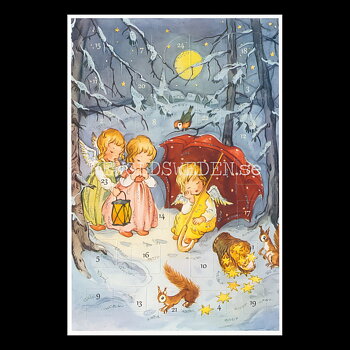 Adventskalenderkort Nostalgie-Kind - Dubbel-kort med kuvert - 991