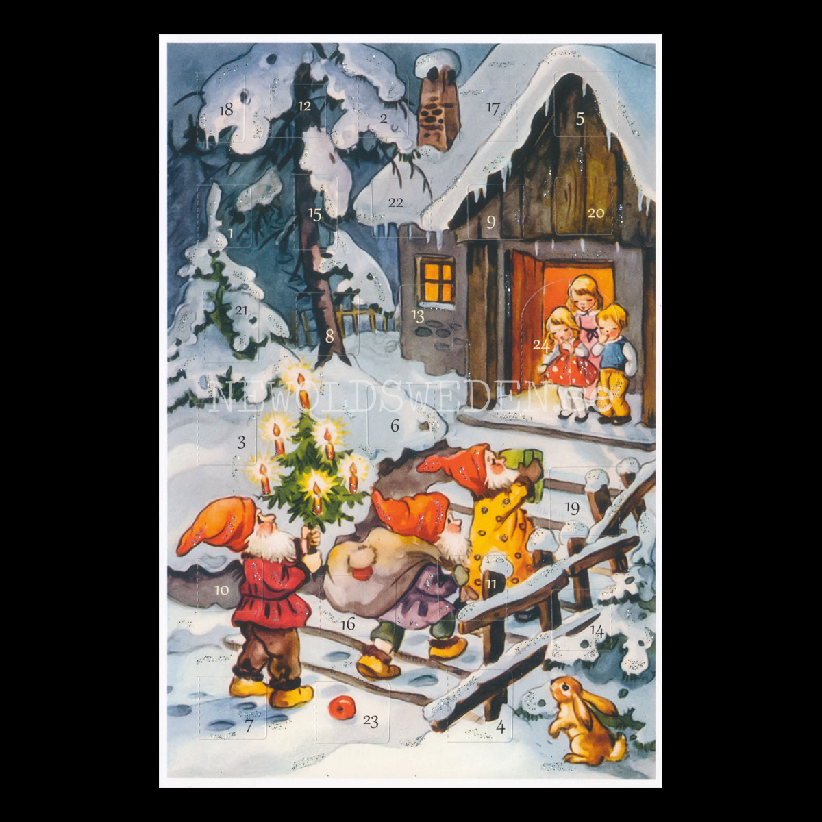 Adventskalenderkort Nostalgie-Kind - Dubbel-kort med kuvert - 991