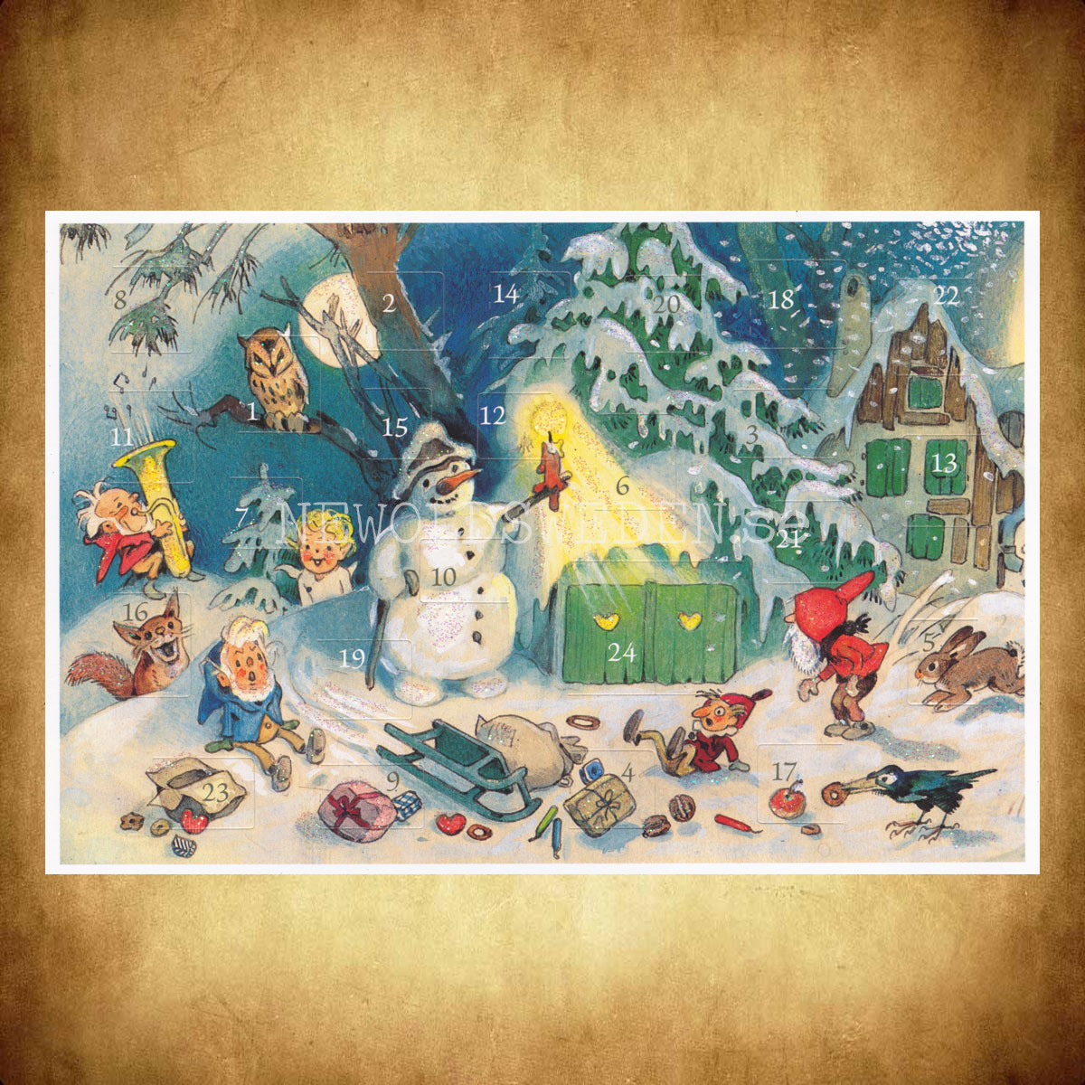Adventskalenderkort FRITZ BAUMGARTEN 1883-1956 - Dubbel-kort med kuvert - 991 - 3