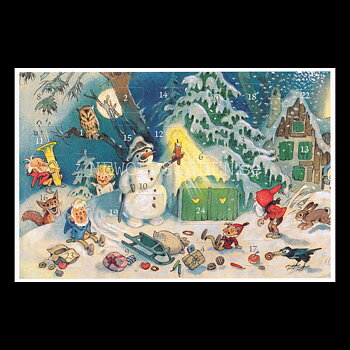 Adventskalenderkort FRITZ BAUMGARTEN 1883-1956 - Dubbel-kort med kuvert - 991