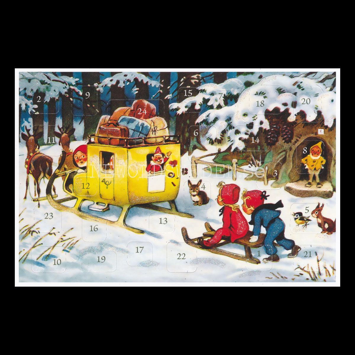 Adventskalenderkort FRITZ BAUMGARTEN 1883-1956 - Dubbel-kort med kuvert - 991