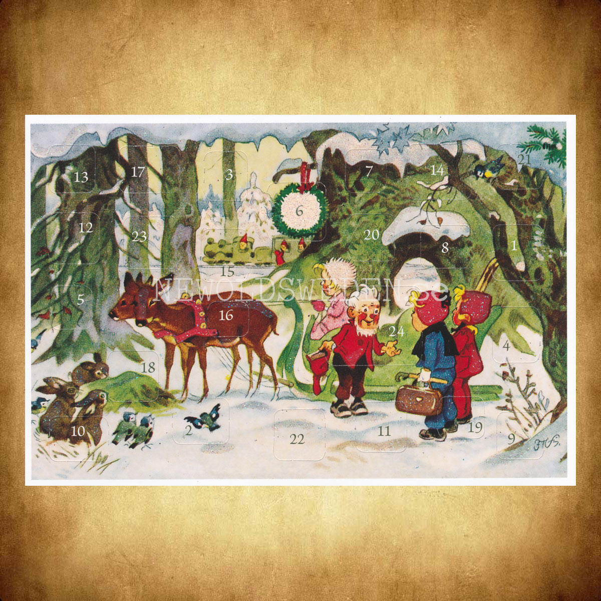 Adventskalenderkort FRITZ BAUMGARTEN 1883-1956 - Dubbel-kort med kuvert - 991 - 3