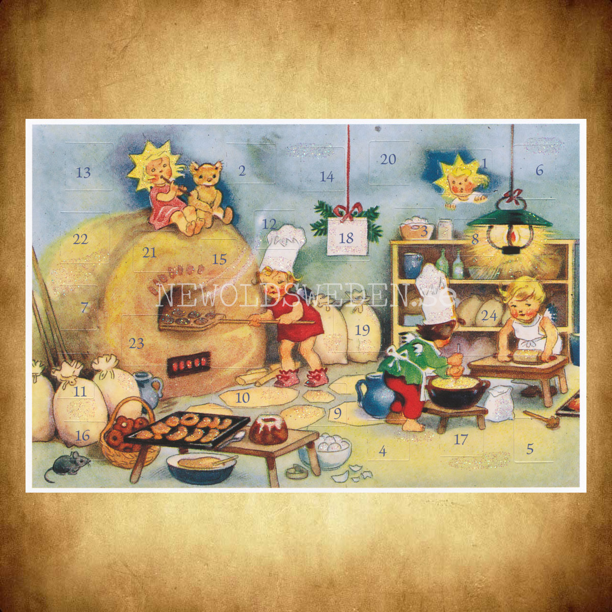 Adventskalenderkort FRITZ BAUMGARTEN 1883-1956 - Dubbel-kort med kuvert - 991 - 3