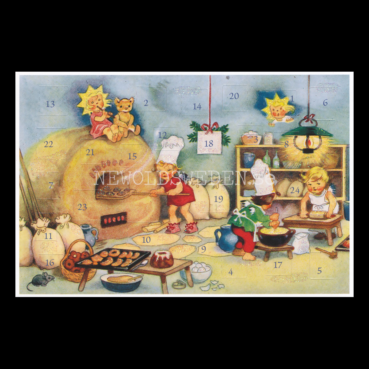 Adventskalenderkort FRITZ BAUMGARTEN 1883-1956 - Dubbel-kort med kuvert - 991