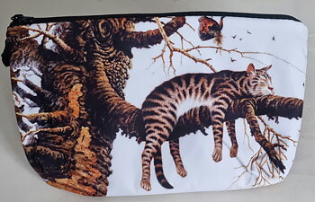 Neccessär /liten väska "Katt på trädgren"